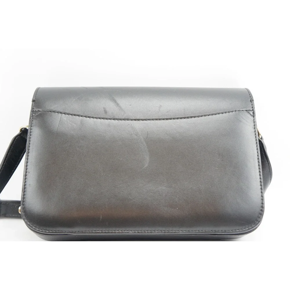 La Maroquinerie Sezane Claude Messenger Bag Black Leather Gold Hardware Good